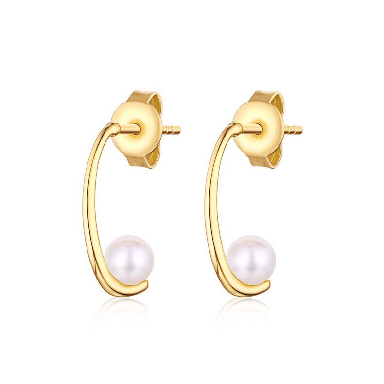 Pearl Earrings S925 Sterling Silver 9k Yellow Gold Plating